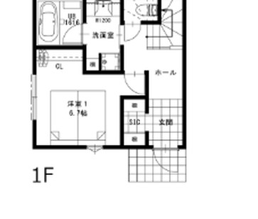 小さくても良い家 3階建て 1階平面図